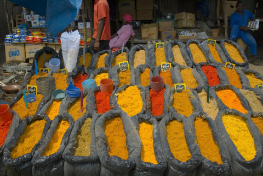 Spices on a market stool