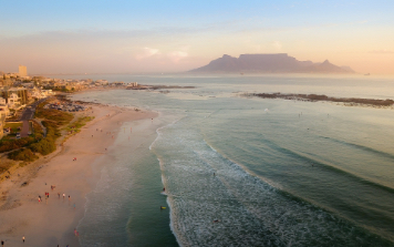 Beach, sea and Table Mountain in the background